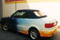 Fahrzeugdesign auto Airbrush Design auto weltraum nacht sonne tag airbrush komplettdesign audi cabrio