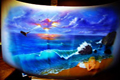 Fahrzeugdesign Airbrush auto Design motorhaube-strand-meer